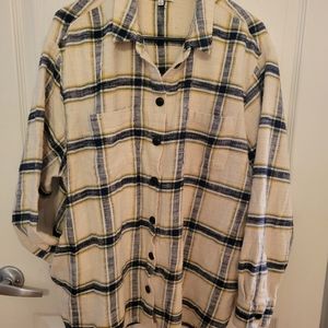Madewell Cotton Plaid Boyfriend Shirt with pockets XL